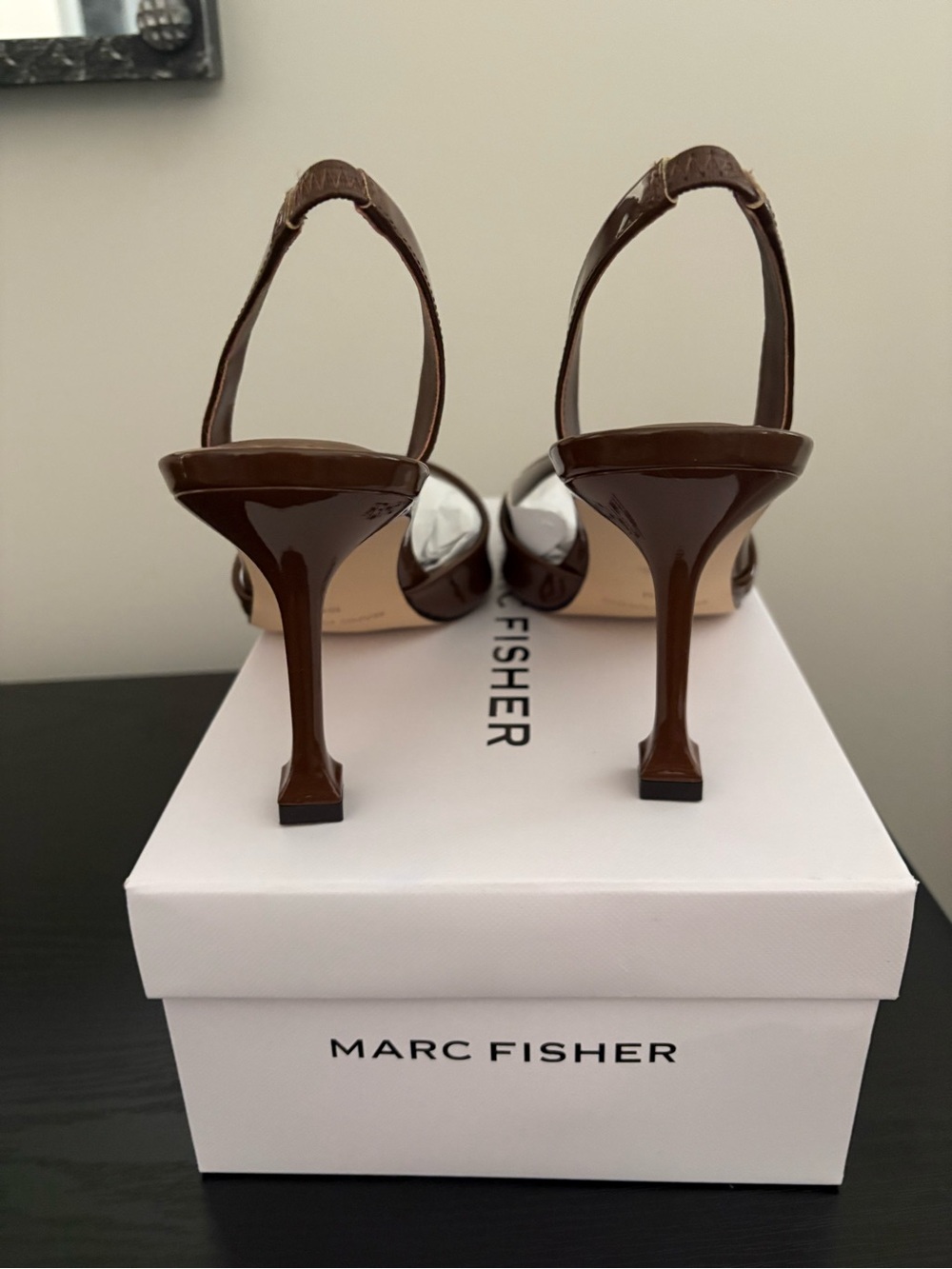 Marc Fisher Hadya Dark Brown Slingback Heels - Picture 3 of 6